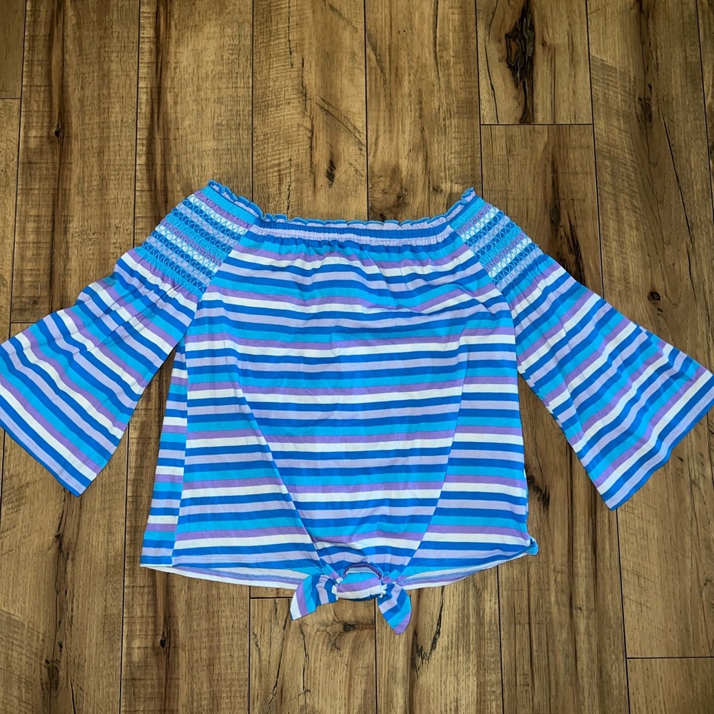 striped off the shoulder top